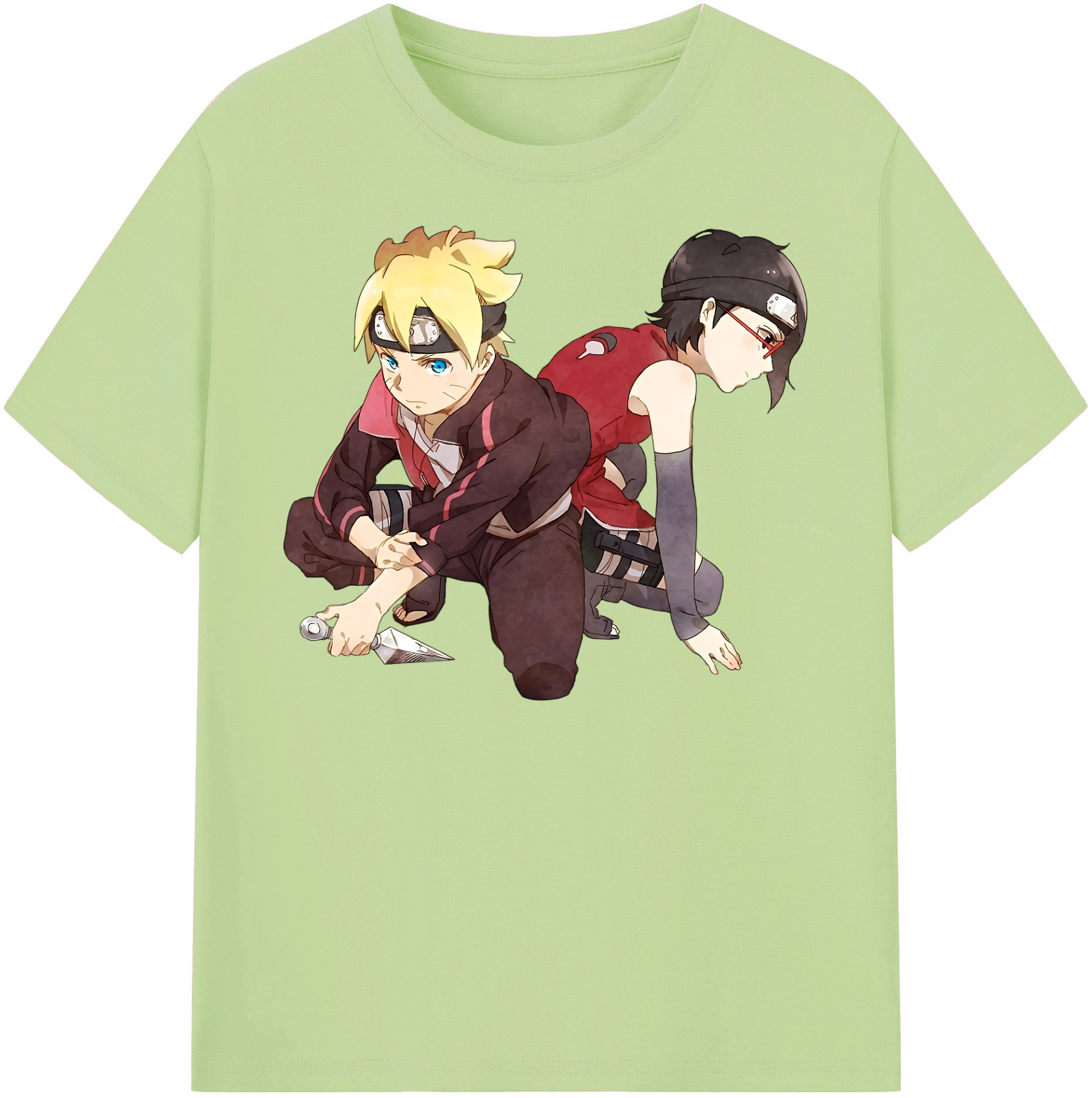 （画像用） NARUTO -ナルト- うちは サラダ Uchiha Sarada 綿100％半袖Tシャツ（フロントプリント）